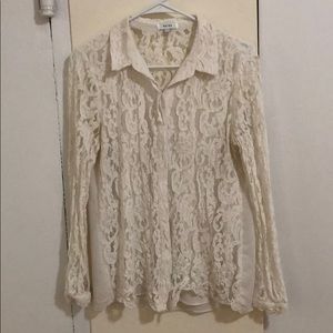 Reiss ivory lace detailed blouse